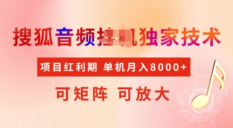 全网首发搜狐音频挂JI独家技术，项目红利期，可矩阵可放大，稳定月入8k【揭秘】-小鹏项目网