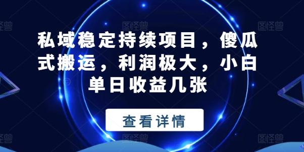 私域稳定持续项目，傻瓜式搬运，利润极大，小白单日收益几张【揭秘】-小鹏项目网
