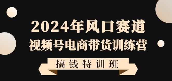 2024年风口赛道视频号电商带货训练营搞钱特训班，带领大家快速入局自媒体电商带货-小鹏项目网