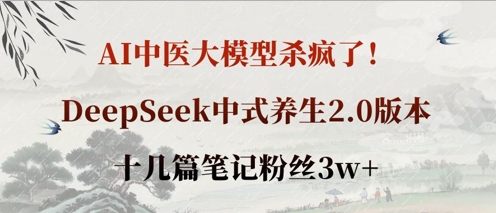 AI中医大模型杀疯了！DeepSeek中式养生2.0版本，十几篇笔记粉丝3w+-小鹏项目网
