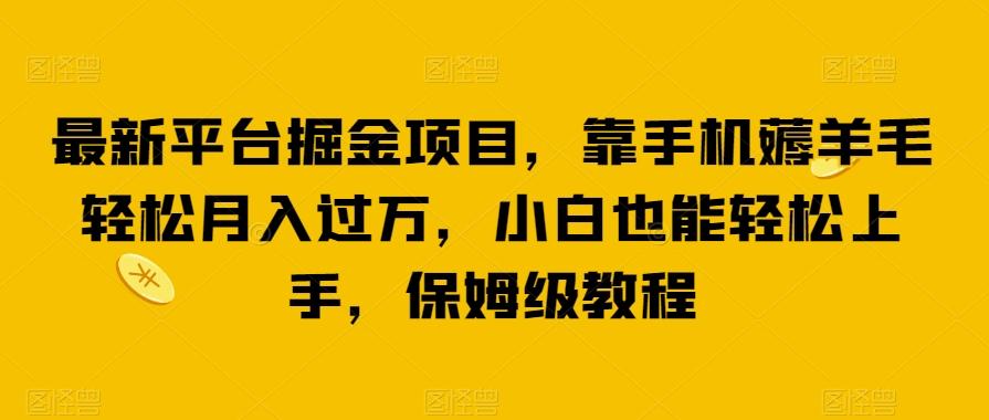 最新平台掘金项目，靠手机薅羊毛轻松月入过万，小白也能轻松上手，保姆级教程【揭秘】-小鹏项目网