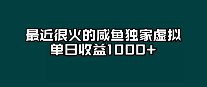 最近很火的咸鱼独家虚拟，单日收益1000+-小鹏项目网