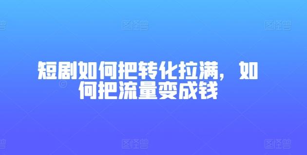短剧如何把转化拉满，如何把流量变成钱-小鹏项目网