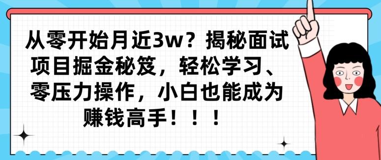 从零开始月近3w？揭秘面试项目掘金秘笈，轻松学习、零压力操作，小白也能成为赚钱高手-小鹏项目网
