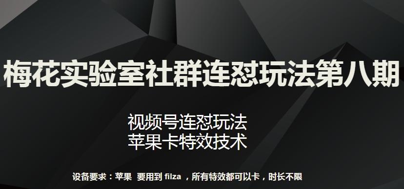 梅花实验室社群连怼玩法第八期，视频号连怼玩法 苹果卡特效技术【揭秘】-小鹏项目网
