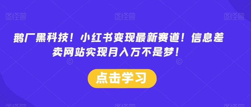 鹅厂黑科技！小红书变现最新赛道！信息差卖网站实现月入万不是梦！-小鹏项目网