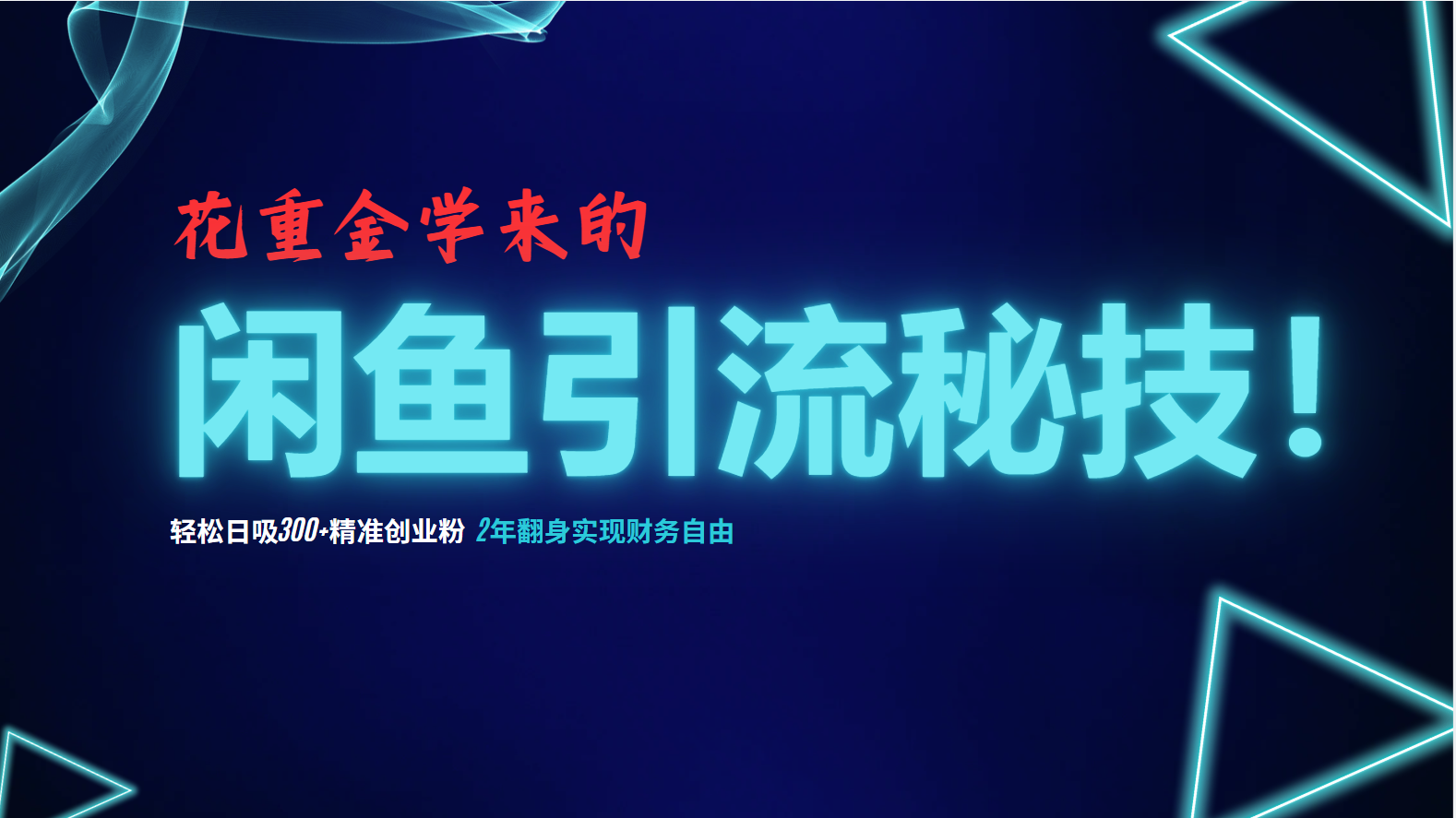 花重金学来的闲鱼引流秘技！轻松日吸300+精准创业粉，每天躺赚5000+，2...-小鹏项目网