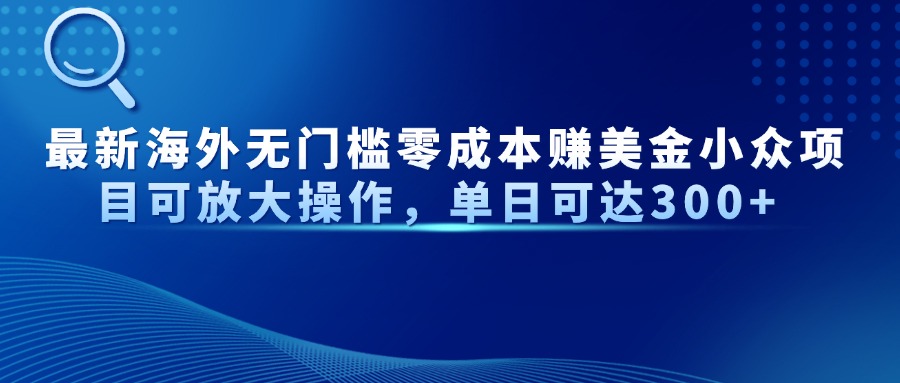 最新海外无门槛零成本赚美金小众项目可放大操作，单日可达300+-小鹏项目网