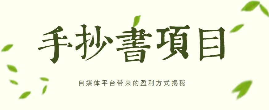 手抄书项目，一天赚上百的副业！自媒体平台带来的盈利方式揭秘【附软件】-小鹏项目网