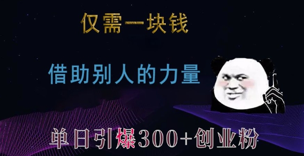 仅需一块钱，借助别人的力量，单日引爆300+创业粉、兼职粉【揭秘】-小鹏项目网