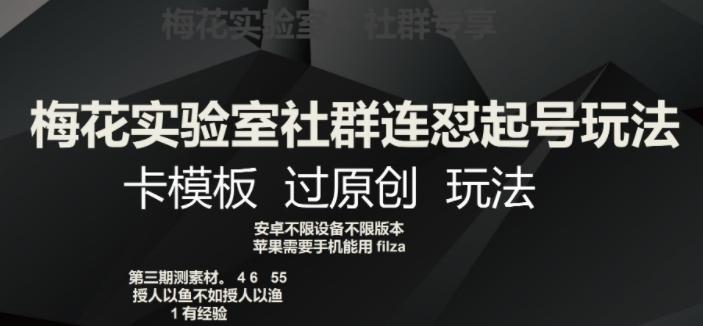梅花实验室社群连怼起号玩法，卡模板过原创玩法【揭秘】-小鹏项目网