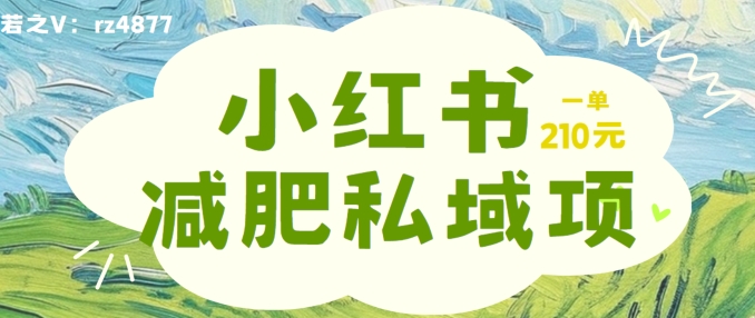 小红书减肥粉，私域变现项目，一单就达210元，小白也能轻松上手【揭秘】-小鹏项目网