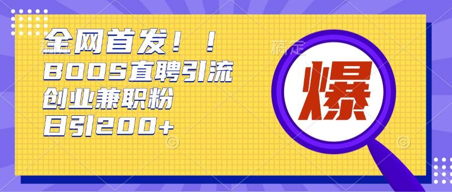 通过Boss直聘，每天轻松钓到200+多条创业大鱼的秘籍【揭秘】-小鹏项目网
