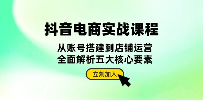 抖音 电商实战课程：从账号搭建到店铺运营，全面解析五大核心要素-小鹏项目网
