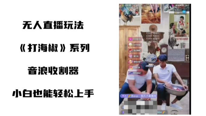 打海椒无人直播整蛊项目，小白轻松上手撸音浪收割器-小鹏项目网