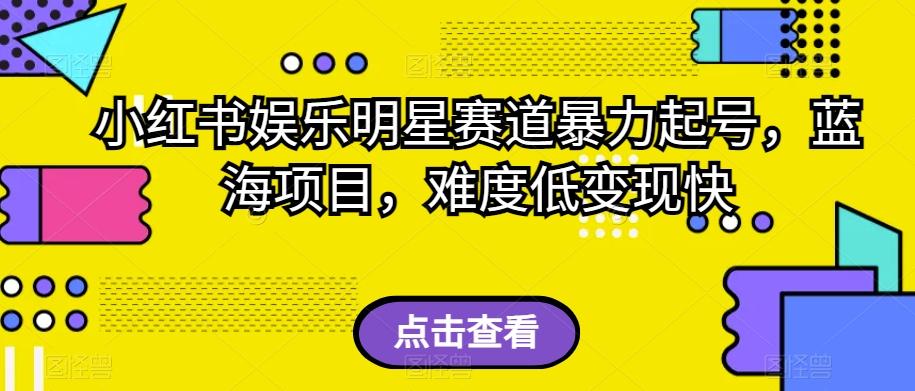 小红书娱乐明星赛道暴力起号，蓝海项目，难度低变现快【揭秘】-小鹏项目网