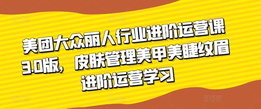 美团大众丽人行业进阶运营课3.0版，皮肤管理美甲美睫纹眉进阶运营学习-小鹏项目网