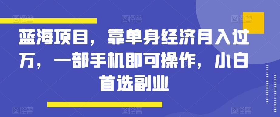 蓝海项目，靠单身经济月入过万，一部手机即可操作，小白首选副业【揭秘】-小鹏项目网
