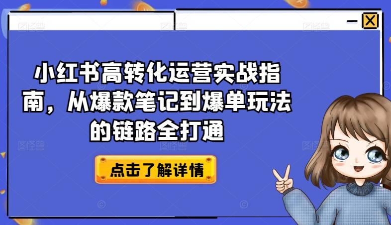 小红书高转化运营实战指南，从爆款笔记到爆单玩法的链路全打通-小鹏项目网