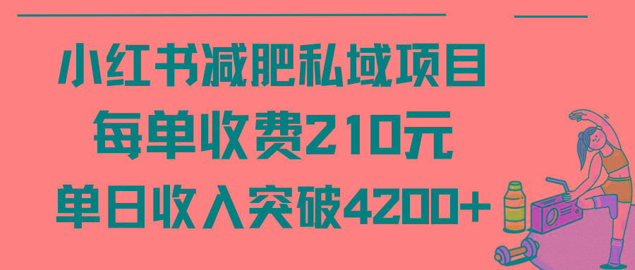 (9466期)小红书减肥私域项目每单收费210元单日成交20单，最高日入4200+-小鹏项目网