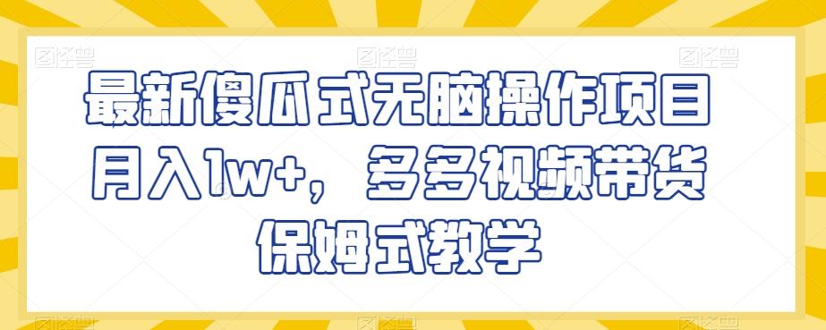 最新傻瓜式无脑操作项目月入1w+，多多视频带货保姆式教学【揭秘】-小鹏项目网
