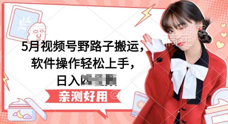 5月视频号野路子搬运，软件操作轻松上手，日入三位数【揭秘】-小鹏项目网