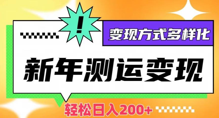 新年运势测试变现，日入200+，几分钟一条作品，变现方式多样化【揭秘】-小鹏项目网