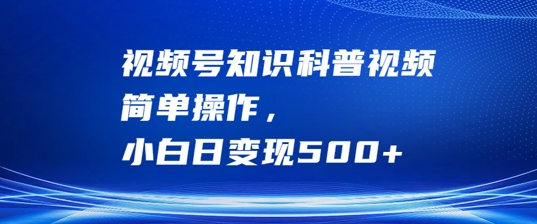 视频号知识科普视频，简单操作，小白日变现500+【揭秘】-小鹏项目网