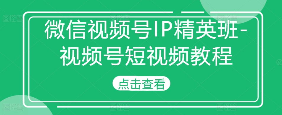 微信视频号IP精英班-视频号短视频教程-小鹏项目网