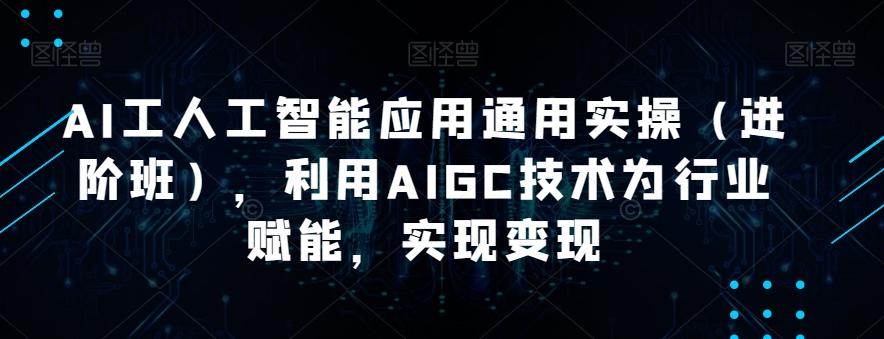 AI工人工智能应用通用实操（进阶班），利用AIGC技术为行业赋能，实现变现-小鹏项目网