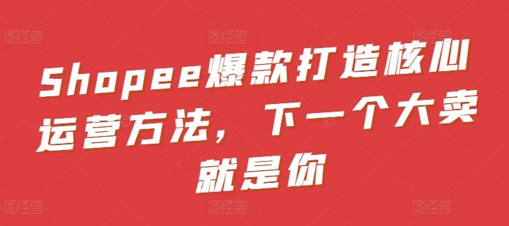 Shopee爆款打造核心运营方法，下一个大卖就是你-小鹏项目网
