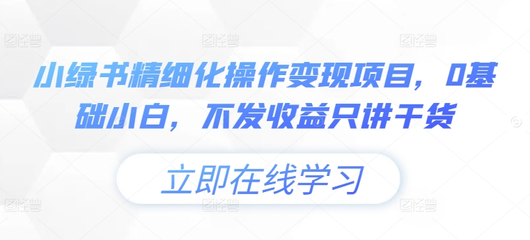 小绿书精细化操作变现项目，0基础小白，不发收益只讲干货-小鹏项目网
