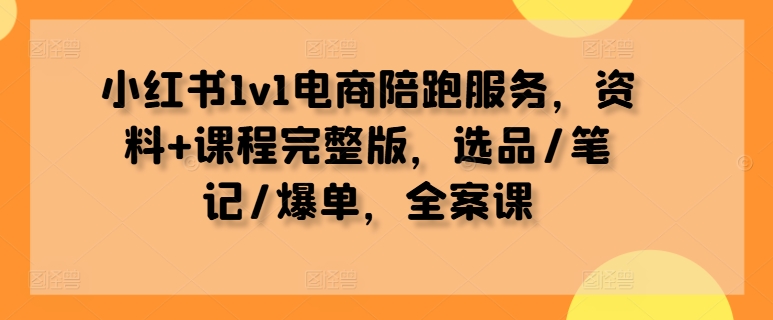 小红书1v1电商陪跑服务，资料+课程完整版，选品/笔记/爆单，全案课-小鹏项目网