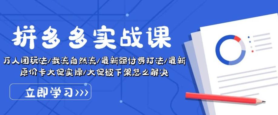 拼多多实战课：万人团玩法/截流自然流/最新强付费打法/最新原价卡大促..-小鹏项目网