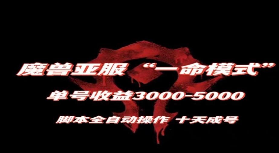 魔兽亚服一命模式，10天成号-单号3千-5千，脚本全自动操作，保姆级教学【揭秘】-小鹏项目网