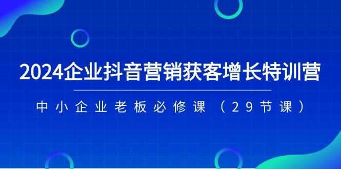 2024企业抖音-营销获客增长特训营，中小企业老板必修课(29节课-小鹏项目网