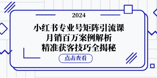 小红书专业号矩阵引流课，月销百万案例解析，精准获客技巧全揭秘-小鹏项目网
