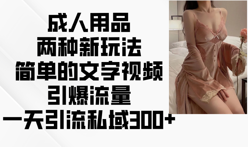 成人用品两种新玩法，简单的文字视频引爆流量，一天引流私域300+-小鹏项目网