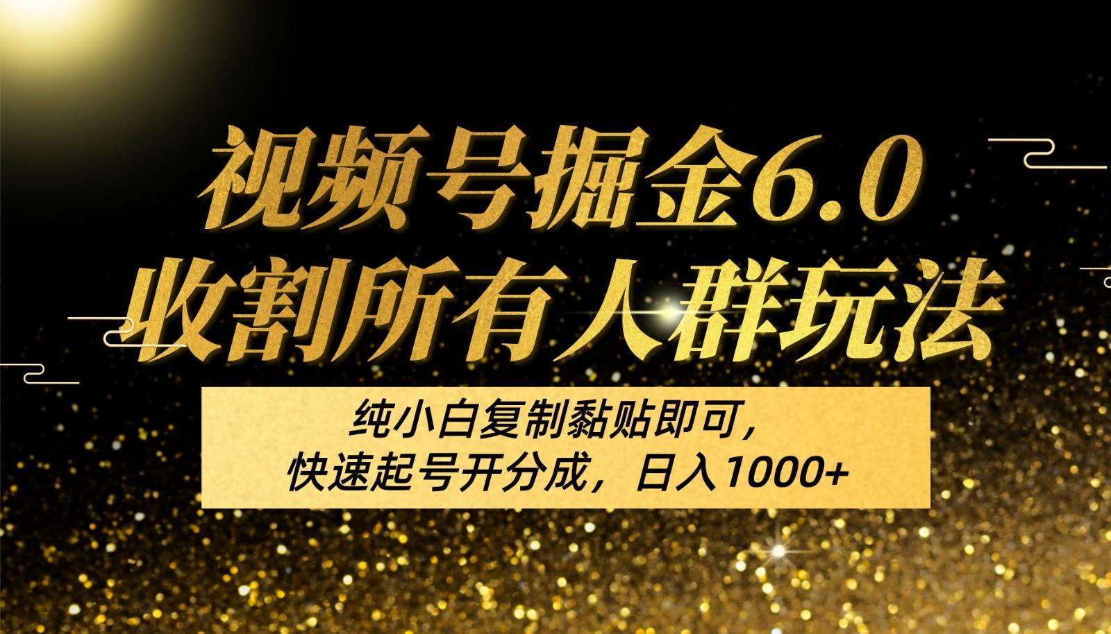 视频号掘金6.0收割所有人群玩法！纯小白复制黏贴即可，快速起号开分成，日入1000+-小鹏项目网