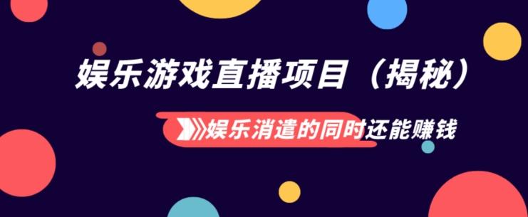 娱乐消遣的同时还能赚钱娱乐游戏直播项目（揭秘）-小鹏项目网