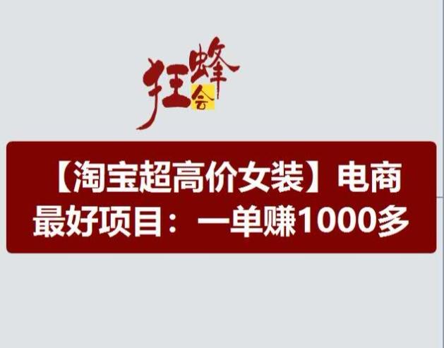 淘宝超高价女装项目，电商最好赛道，一单赚1000多-小鹏项目网