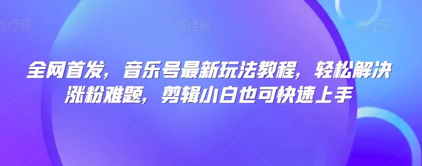 全网首发，音乐号最新玩法教程，轻松解决涨粉难题，剪辑小白也可快速上手-小鹏项目网