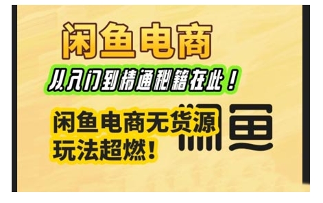 闲鱼电商实战课，从入门到精通秘籍在此，闲鱼电商无货源玩法超燃!-小鹏项目网