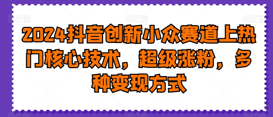 2024抖音创新小众赛道上热门核心技术，超级涨粉，多种变现方式【揭秘】-小鹏项目网