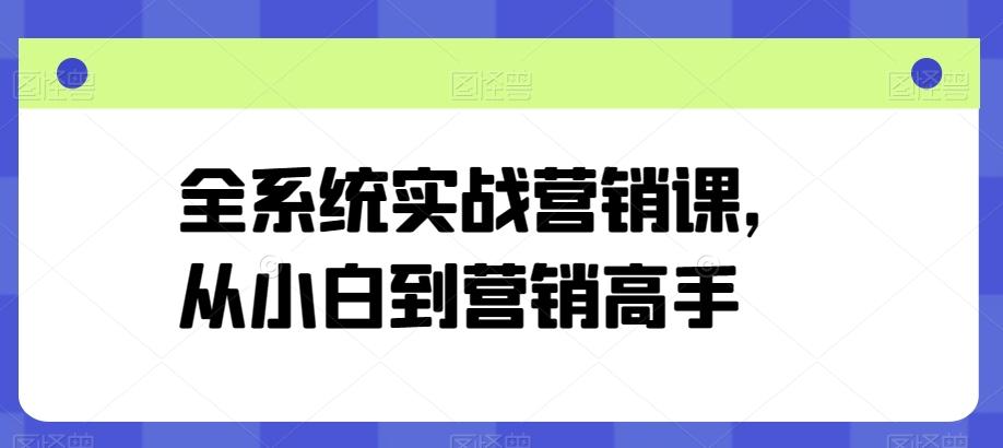 全系统实战营销课，从小白到营销高手-小鹏项目网