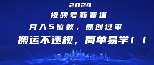 2024视频号新赛道，月入5位数+，原创过审，搬运不违规，简单易学【揭秘】-小鹏项目网