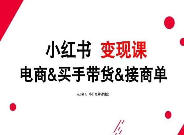 2024年最新小红书变现课，电商&买手带货&接商单，从0到1，小白高效轻创业-小鹏项目网