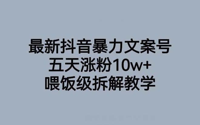 最新抖音暴力文案号，五天涨粉10w+，喂饭级拆解教学-小鹏项目网