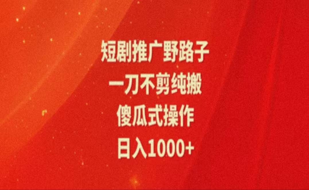 暑假风口项目，短剧推广全新玩法，一刀不剪纯搬运，轻松日入1000+-小鹏项目网