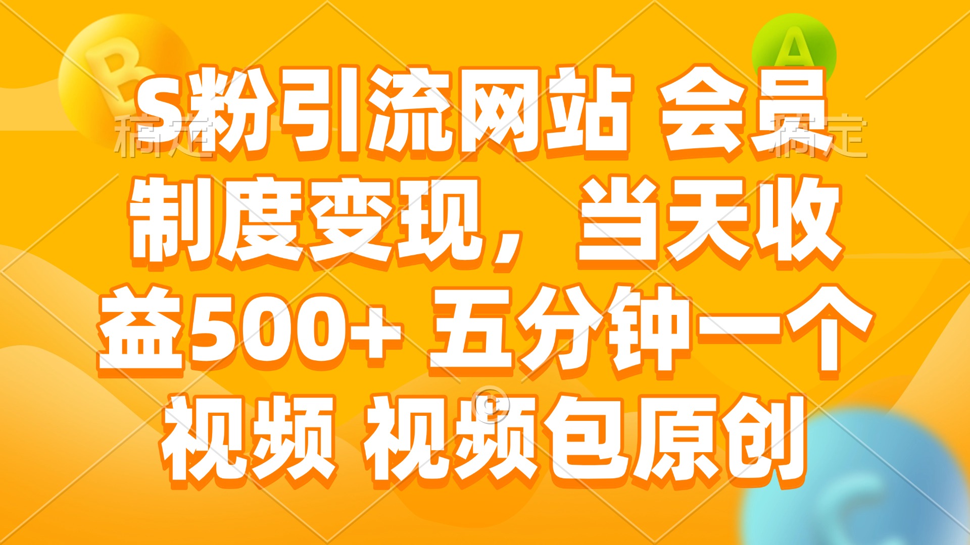 S粉引流网站 会员制度变现，当天收益500+ 五分钟一个视频 视频包原创-小鹏项目网